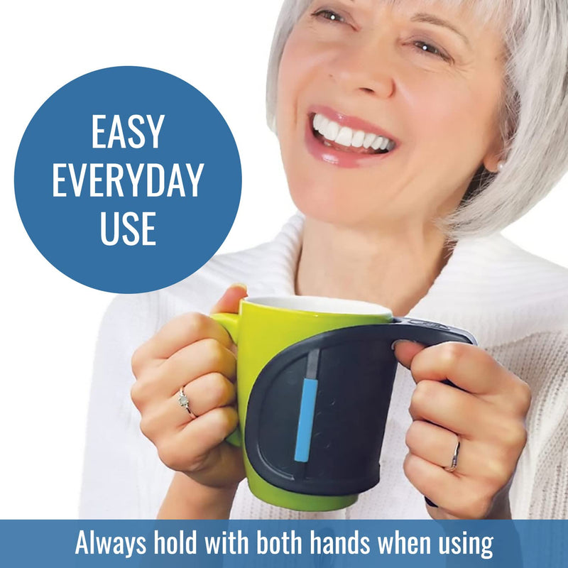[Australia] - HealthSmart DUO Beverage Grip Handle for Mugs, Glasses and Bottles, Protects Hands from Hot Mug Surfaces, Blue, 0.5 Pound 