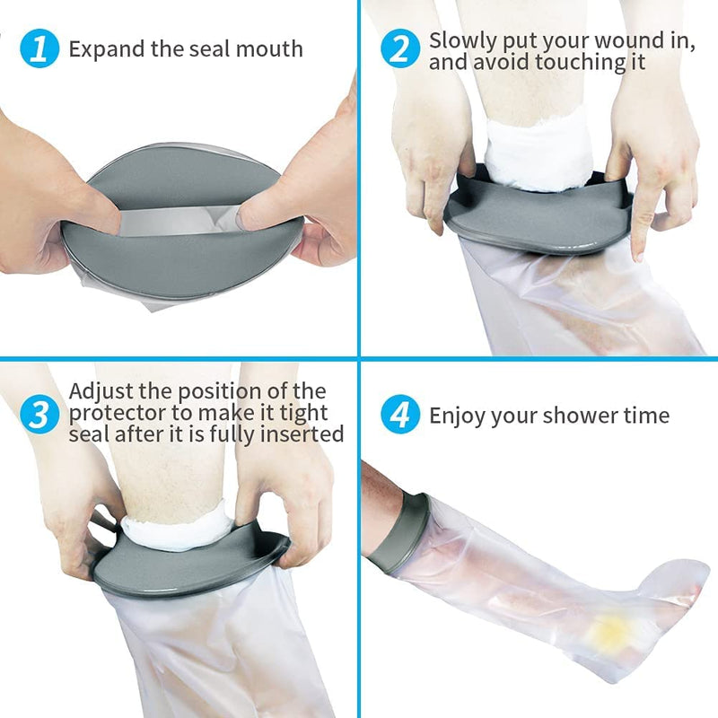 [Australia] - EVERCRYO Waterproof Adult Short Leg Cast Cover for Shower, Bath - Reusable Cast and Bandage Protector - Watertight Protection for Broken Short Leg, Ankle, Foot (Grey) 