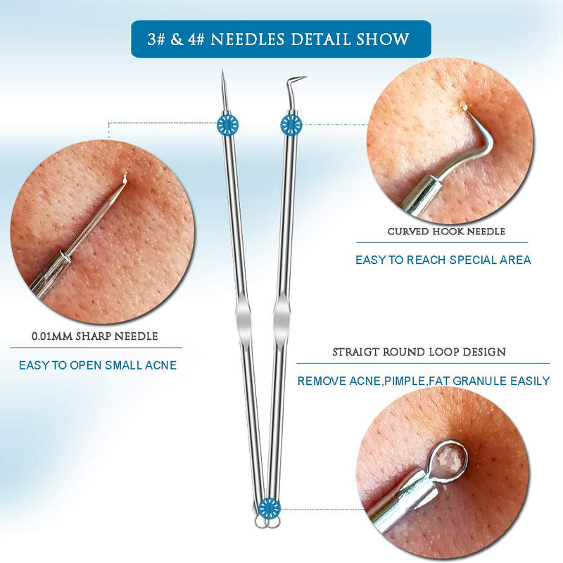 [Australia] - 5PCS Blackhead Remover, Pimple Comedone Extractor, Whitehead Removal Tool, Acne Blemish Tools Set, Professional Blackheads Tweezers Kits 