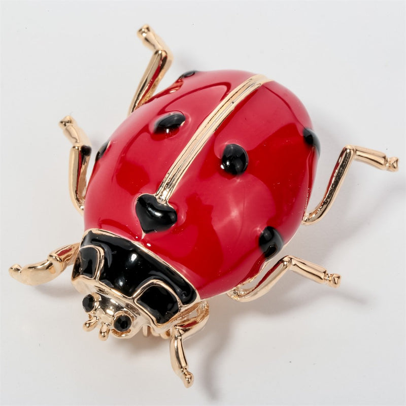 [Australia] - Szxc Ladybug Vegetable Leafe Crystal Enamel Collection Accessories Brooch Pin Gift Women Jewelry (YSWB71)Red 