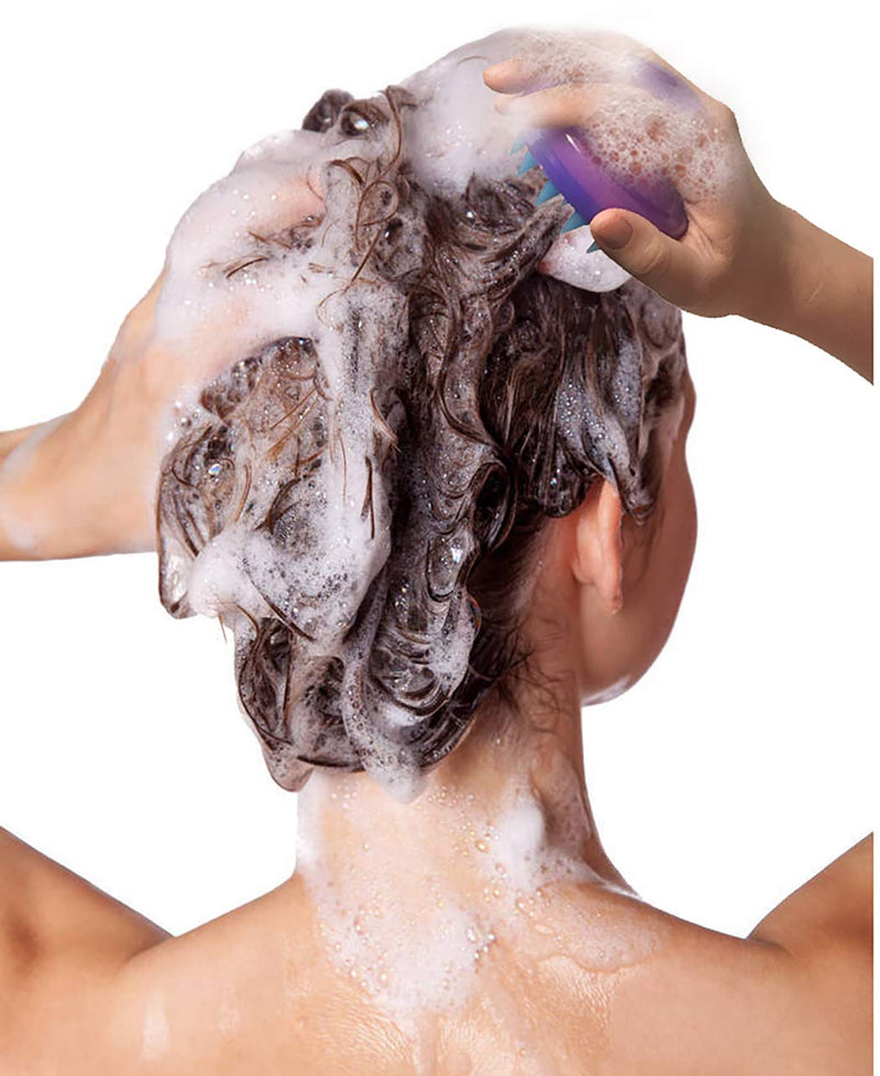 [Australia] - Hair Shampoo Brush,Scalp Massager Brush,Manual Head Scalp Massage Brush for Wet & Dry, Soft Silicone Bristles Care for The Scalp, Promote Hair Growth (Purple) Purple 