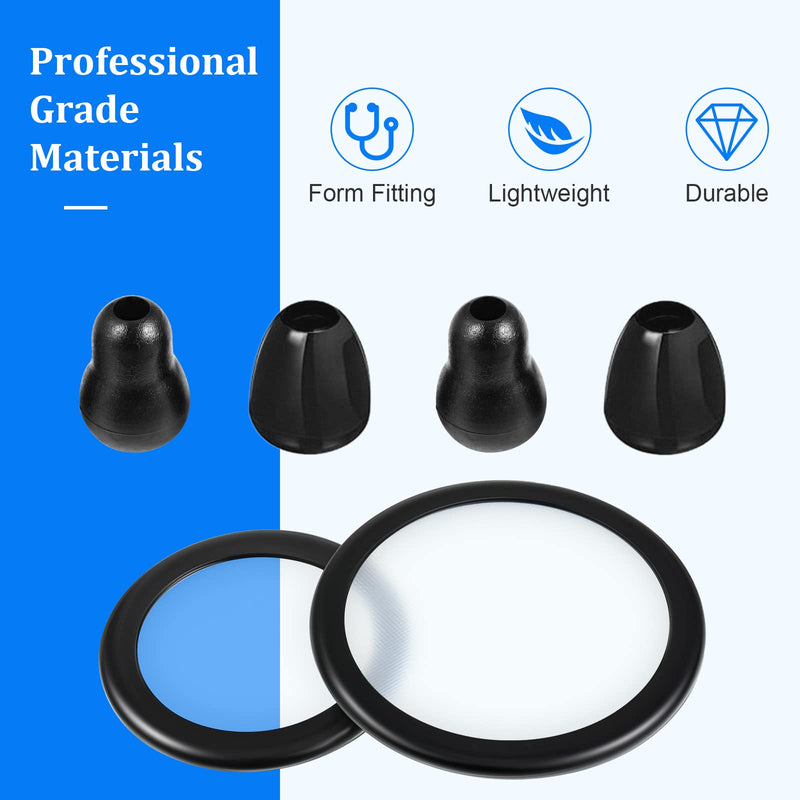 [Australia] - 2 Sets Stethoscope Replacement Parts Adult and Pediatric Replacement Diaphragm and Silicone Stethoscope Ear Tips Accessories for Stethoscope (Black) Black 