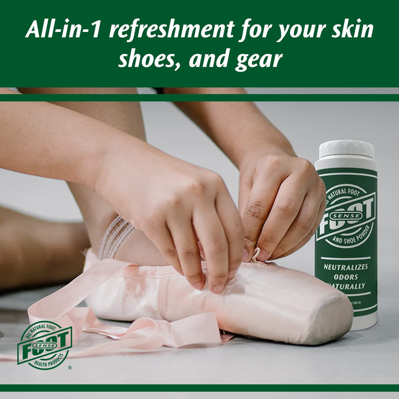 [Australia] - Natural Foot and Shoe Odor Eliminator – Talc-Free Shoe Deodorizer and Body Powder Neutralizes Smelly Odors – Long-Lasting, Fast-Acting Foot Powder for Kids and Adults – USA-Made by Foot Sense, 3.5 Oz. 