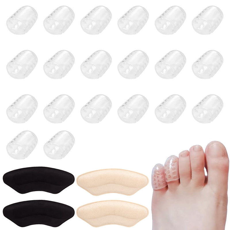 [Australia] - Silicone Toe Protector, 20Pcs Breathable Small Gel Toe Caps 2Pair  Heel Grips Cushions 2023 New Anti-Friction Little Toe Protectors Sleeves for Women Men 