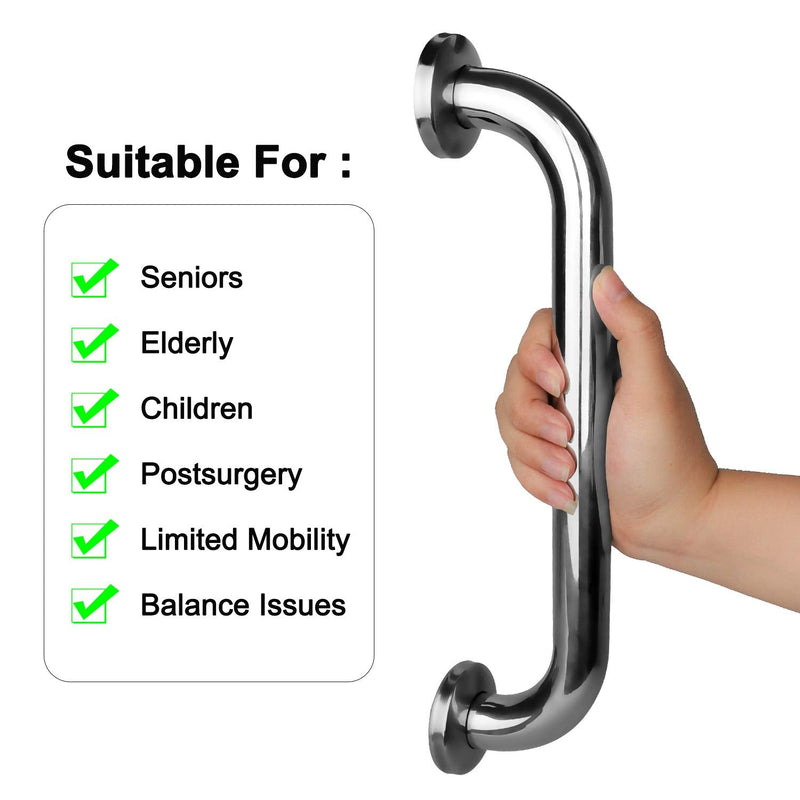 [Australia] - 2 Pack Shower Grab Rail,Stainless Steel Bathroom Grab Bar, Shower Handle, Bath Handle, Grab Bars Elderly for Bathroom (12 Inch ) 12inches 