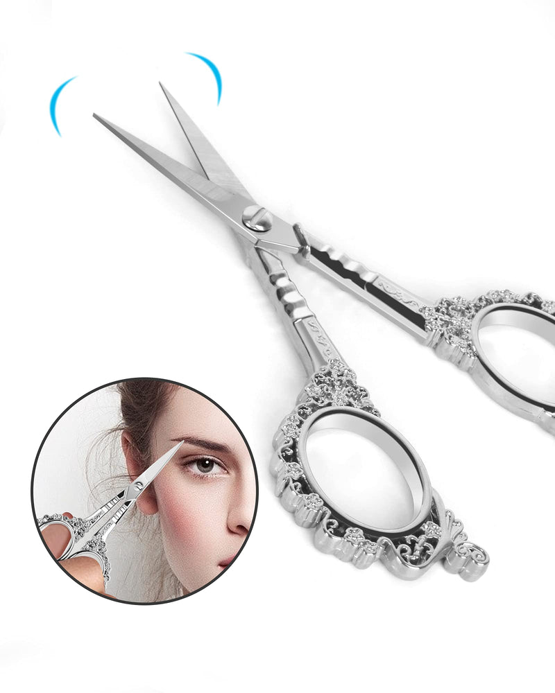 [Australia] - Eyebrow Grooming Scissors, Gemice Vintage Stainless Steel Cuticle Precision Beauty Grooming for Nail, Facial Hair, Eyebrow, Eyelash, Nose Hair, Moustache, Manicure 