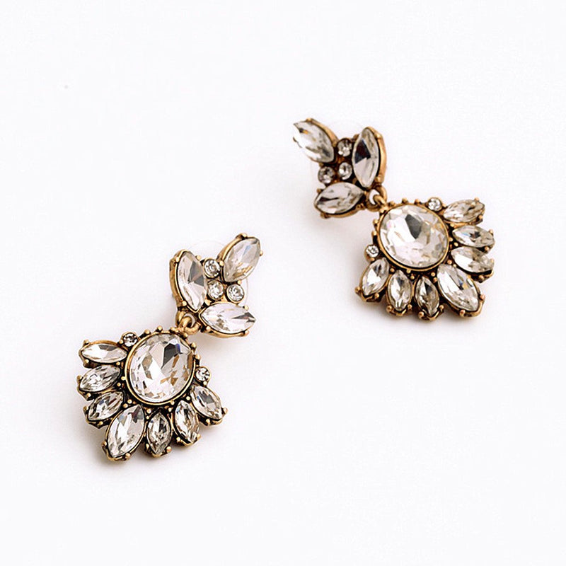 [Australia] - GYAYA Golden Tone Jewelry Sets Rhinestone Crystal Drop Dangle Earrings Or Statement Necklace 
