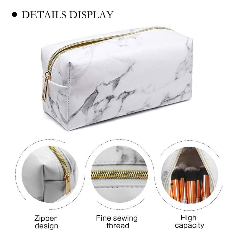 [Australia] - Marble Makeup Bag Travel Storage Cosmetic Bag Small Portable Pouch with Gold Zipper Pencil Case for Women Makeup Brush Bag (7.5"x3.5"x2.8") 