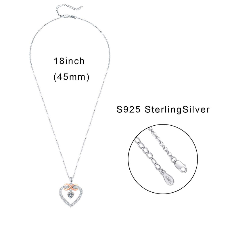[Australia] - MEDWISE Women Infinity Necklace Jewelry,925 Sterling Silver Love Heart Infinity Pendant Necklace for Girls Birthday Anniversary Gifts for Her 