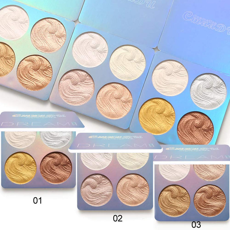 [Australia] - Highlighter Powder Palette, Illuminator Powder Palette Highlighter Baked Waterproof Long Lasting Brilliant Lighten Skin Color Face Contour Powder (A2) A2 