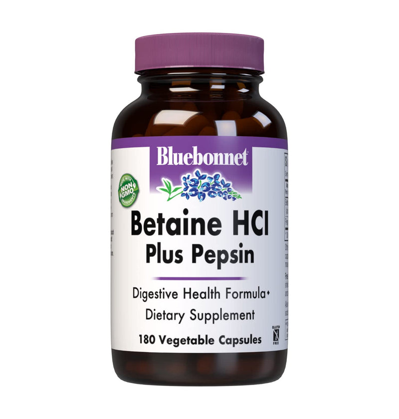 [Australia] - BlueBonnet Betaine HCI Plus Pepsin Vegetarian Capsules, 180 Count, White (743715008977) 