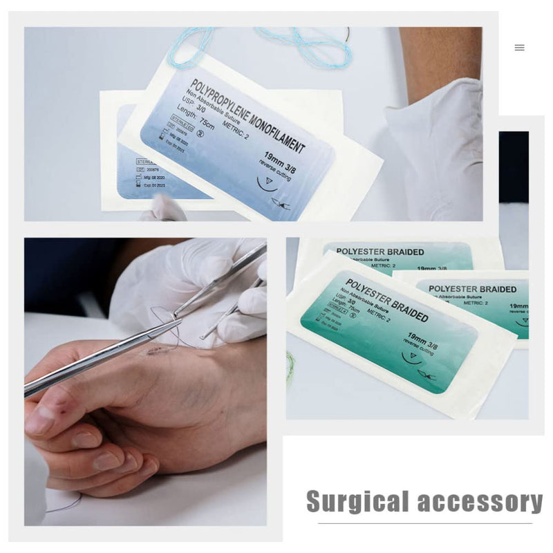 [Australia] - Milisten Suture Thread and Needle, 20Pcs Medical and Nursing Students Surgical Practice Suture Kit First Aid Field Emergency Demo Vet Use Random 