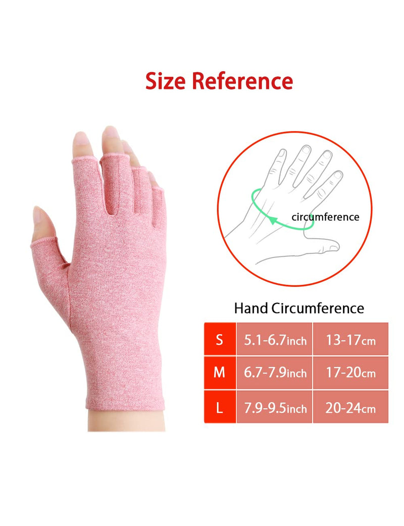 [Australia] - AovYoo 2 Pairs Fingerless Arthritis Compression Gloves Raynauds Gloves Rheumatoid Osteoarthritis Wrist Supports -Hand Pain Relief (L, Pink) L 