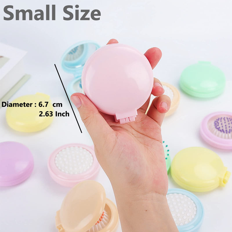 [Australia] - Hair Brush, Detangling Hairbrush With Mirror Travel Mini Small Paddle Brush Folding Hair Comb For Thick Curly Thin Long Short Wet Dry Hair Mens Women Kids Baby( Pink & Blue) 