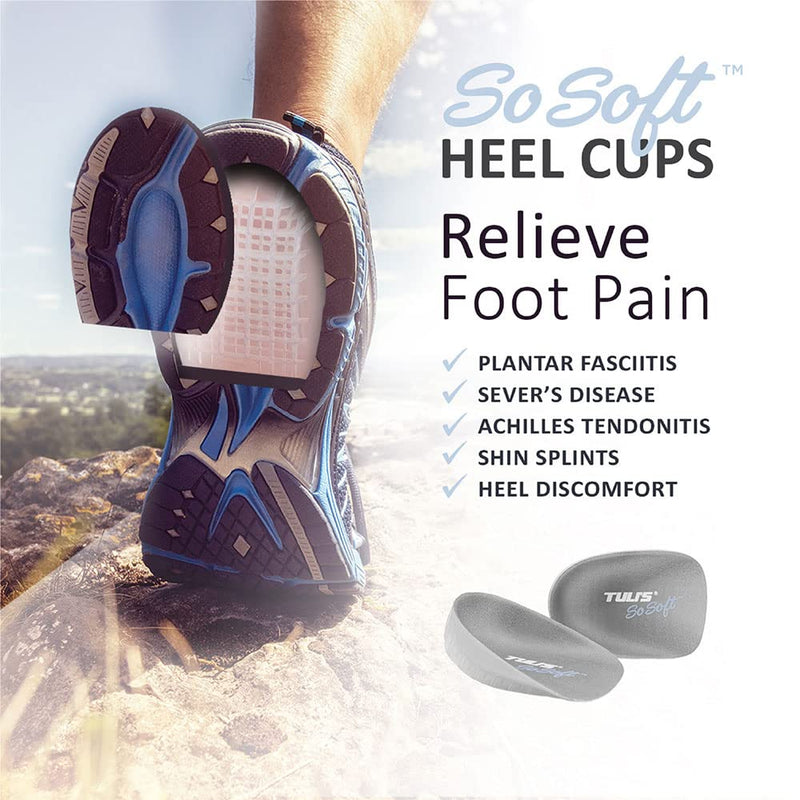 [Australia] - Tuli's So Soft Heavy Duty Gel Heel Cups Provide Relief for Plantar Fasciitis, Heel Pain, and Shock Absorption, Medium Regular (1 Pair) 