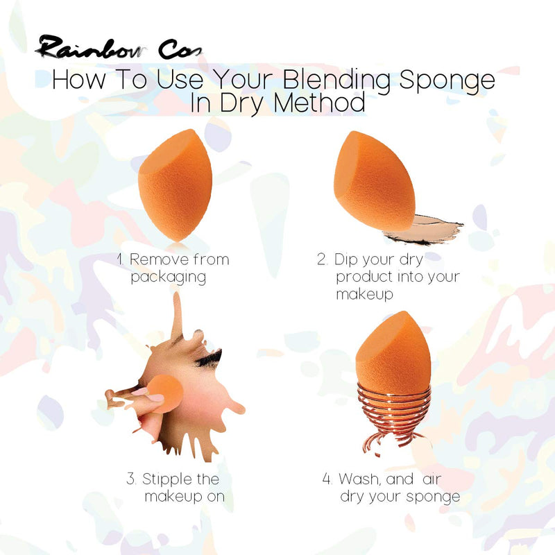 [Australia] - Rainbow Cos Premium Flat Edge Olive Sponge Beauty Foundation Sponge Blender for Applicator, Foundation and Highlight (Orange) Orange 