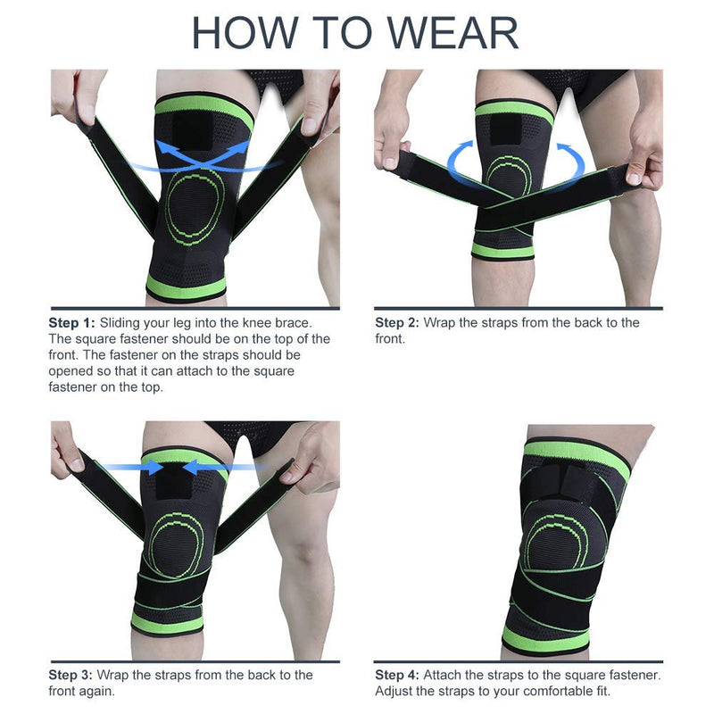 [Australia] - Vitoki Knee Brace for Women Men, 1 Pack Knee Compression Sleeve Knee Support for Sports Workout Weightlifting Basketball Green M 