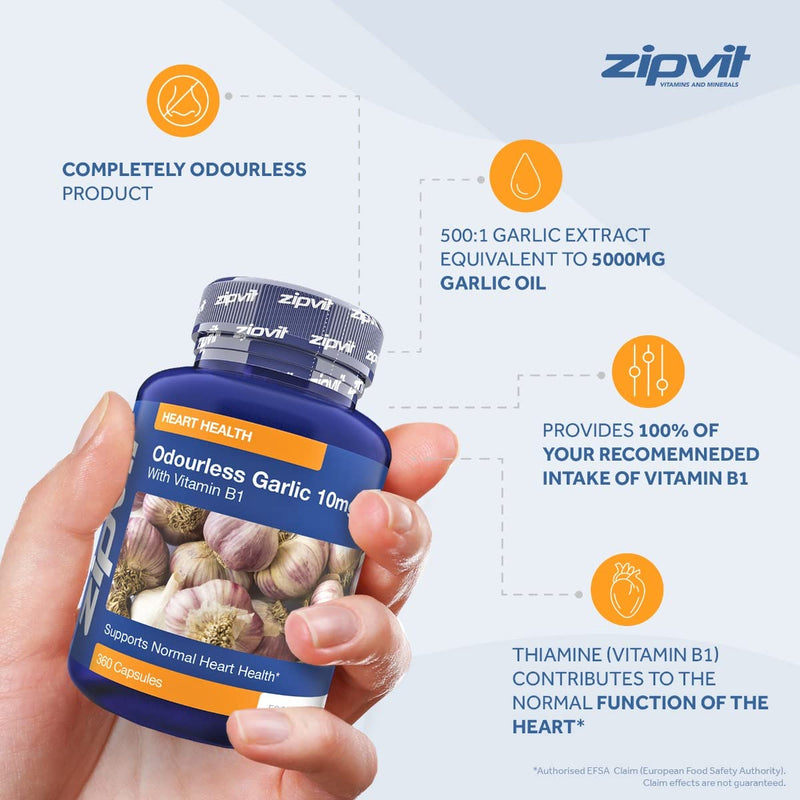 [Australia] - Garlic Odourless 10mg Capsules, 360 Pack. 1 a Day Formula. Made in UK. 12 Months Supply. 