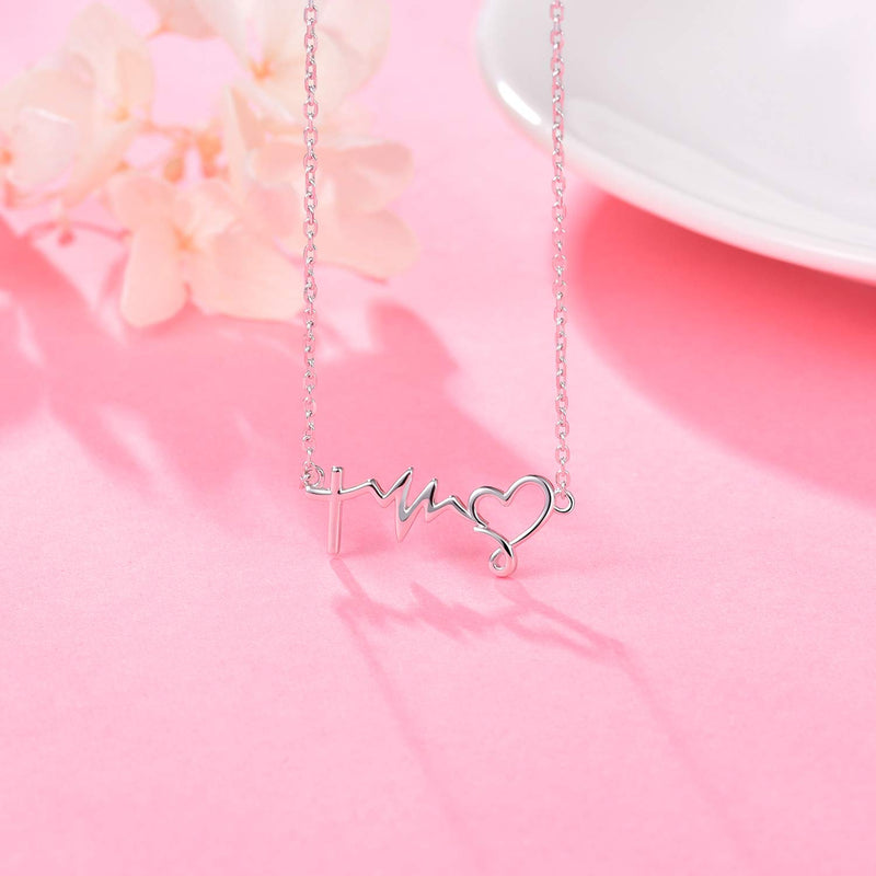 [Australia] - ACJFA 925 Sterling Silver Faith Hope Love Lifeline Heart Pendant Necklace Inspirational Jewelry Birthday Nurse's Day Gifts for Women Teen Girls 