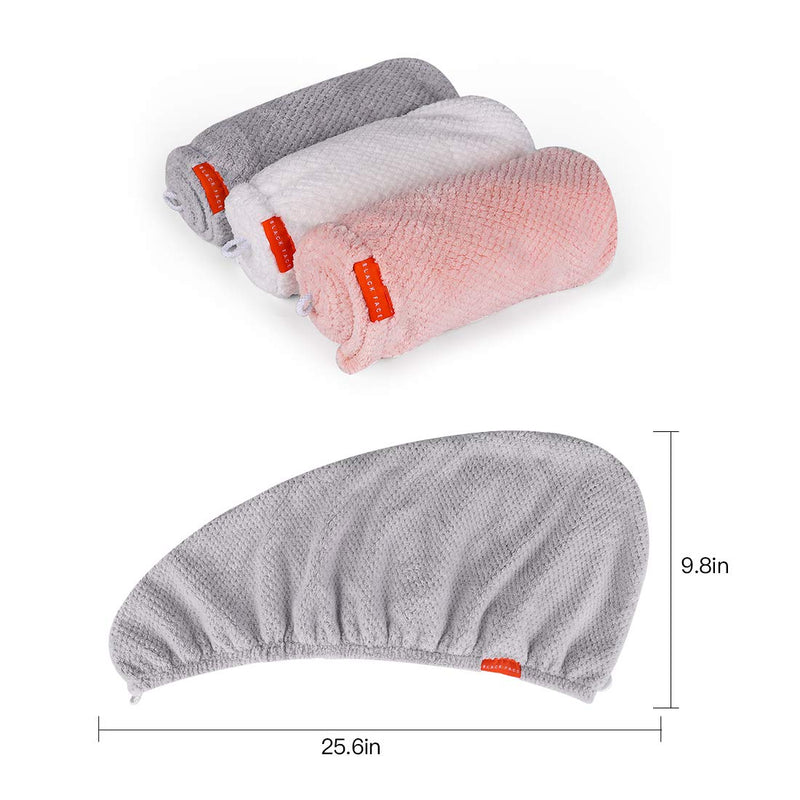 [Australia] - Microfiber Hair Drying Towels, Super Absorbent Hair Towel Wrap for Women 2 Pack Quick Dry Hair Turban with Massage Scalp Hair Brush Set for Drying Curly, Long & Thick Hair (Gray + White) Gray&white 
