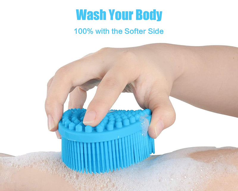 [Australia] - Silicone Body Brush, Soft Body Scrubber Shower Brush Exfoliating Cleaning Brush, Comfortable Face Skin Massage Tool (Blue) 