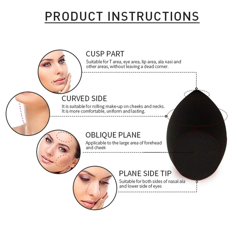 [Australia] - 5 Pcs Materasu Original Black non-latex Makeup Sponge Set Blender Beauty Foundation Blending Sponge Foundation Blending Sponge Latex-Free Flawless for Liquid Foundation Cream and Powder black-01 