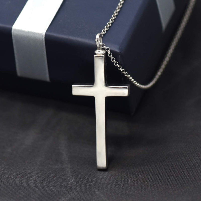 [Australia] - BEILIN 925 Sterling Silver Cremation Jewelry Cross Urn Pendant Memorial Cross Urn Necklace for Ashes 