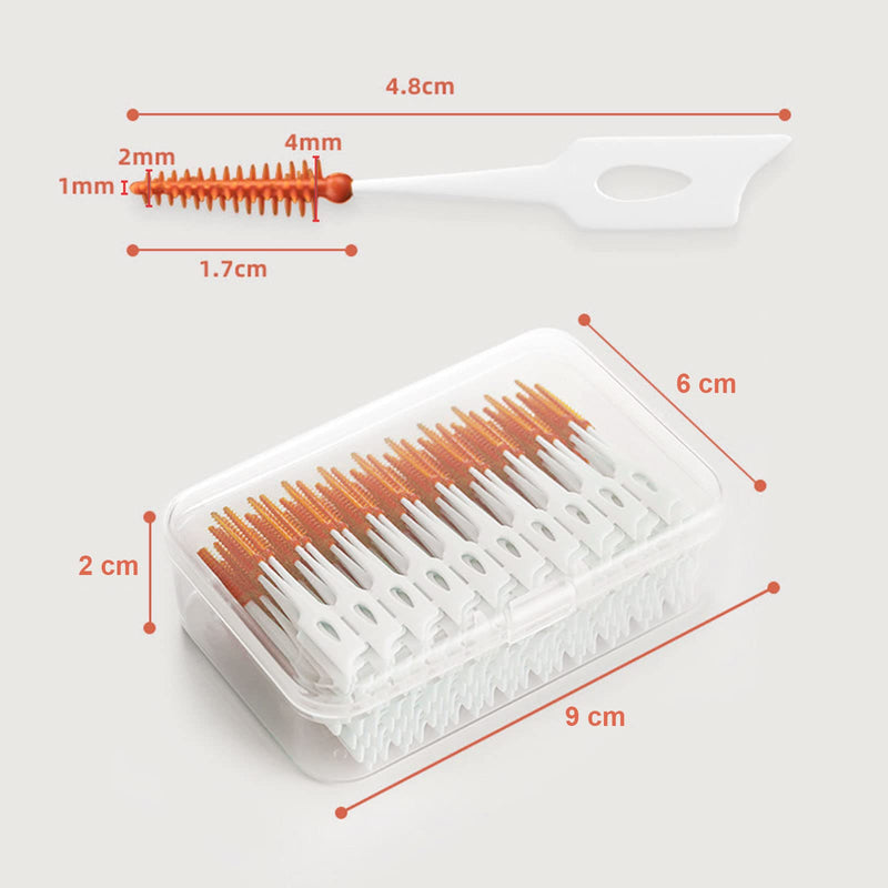 [Australia] - VIKSAUN 200 Pieces Interdental Brushes, Tooth Floss Picks Interdental Brush Flosser Sticks, Silicone Dental Picks, Oral Tooth Clean Silicone Floss Tooth Gap Brush for Protecting Teeth (Orange) Orange 