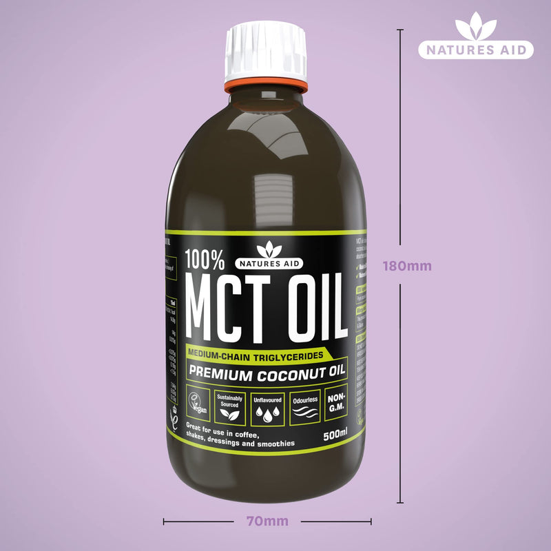 [Australia] - Natures Aid 100 Percent MCT Oil, Premium Coconut Oil, Sustainably Sourced, Add to Coffees or Shakes, Vegan, 500 ml 