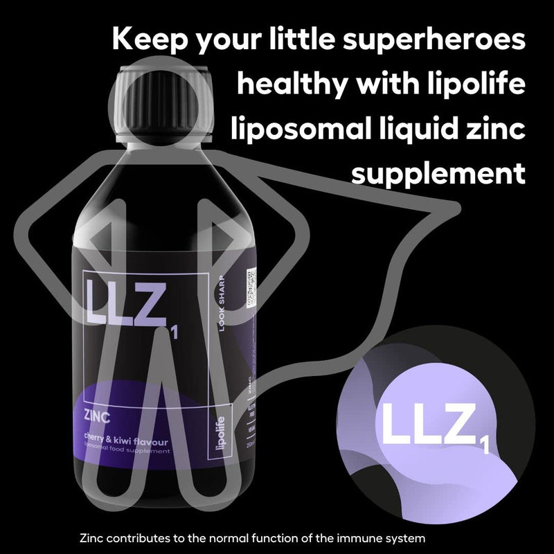 [Australia] - lipolife liposomal liquid Zinc supplement for optimal immune support LLZ1. Delicious cherry and kiwi flavour, vegan, gluten free, sugar free. 48 servings. 