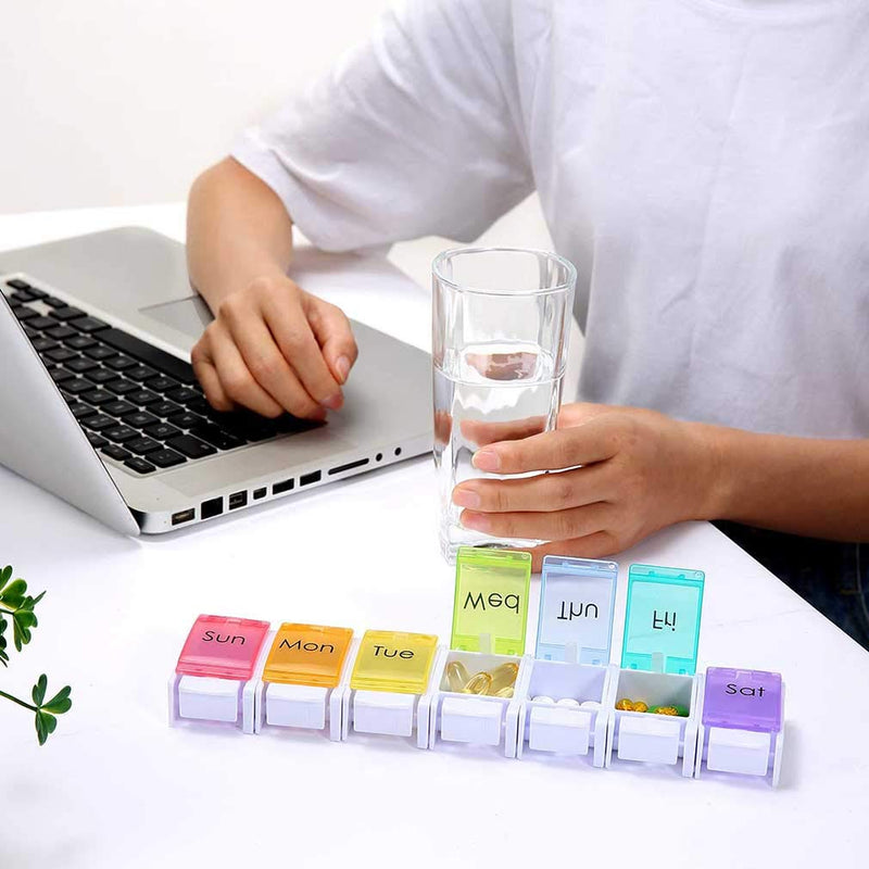 [Australia] - AidShunn Pill Boxes 7 Day Portable Storage Box Weekly Organizer to Hold Vitamins, Cod Liver Oil, Supplements and Medication for Travel Work 