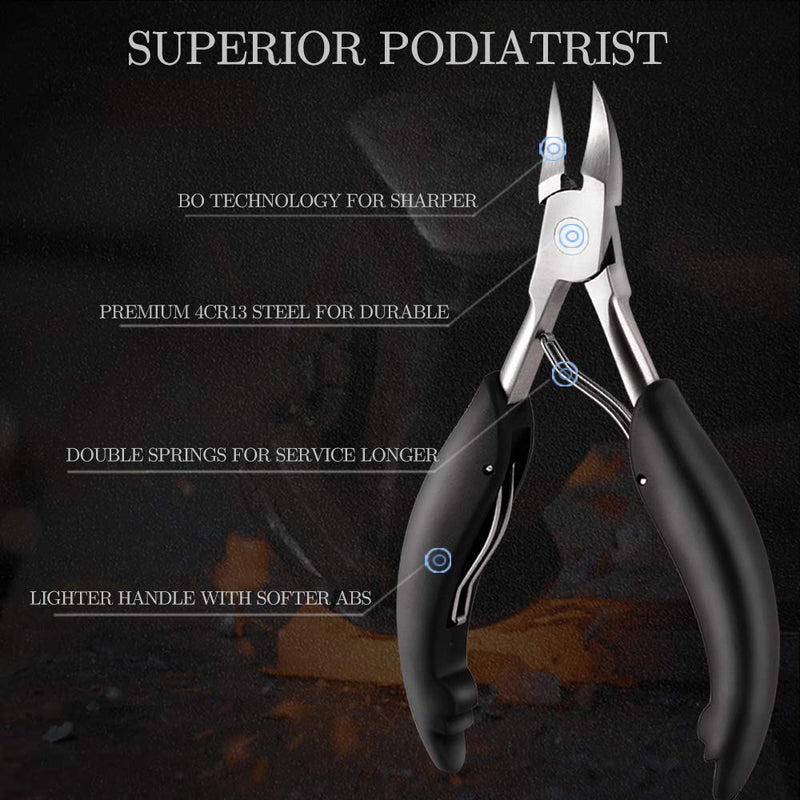 [Australia] - Toe Nail Clipper for Ingrown or Thick Toenails,Toenails Trimmer and Professional Podiatrist Toenail Nipper for Seniors with Surgical Stainless Steel Surper Sharp Blades Lighter Soft Handle 