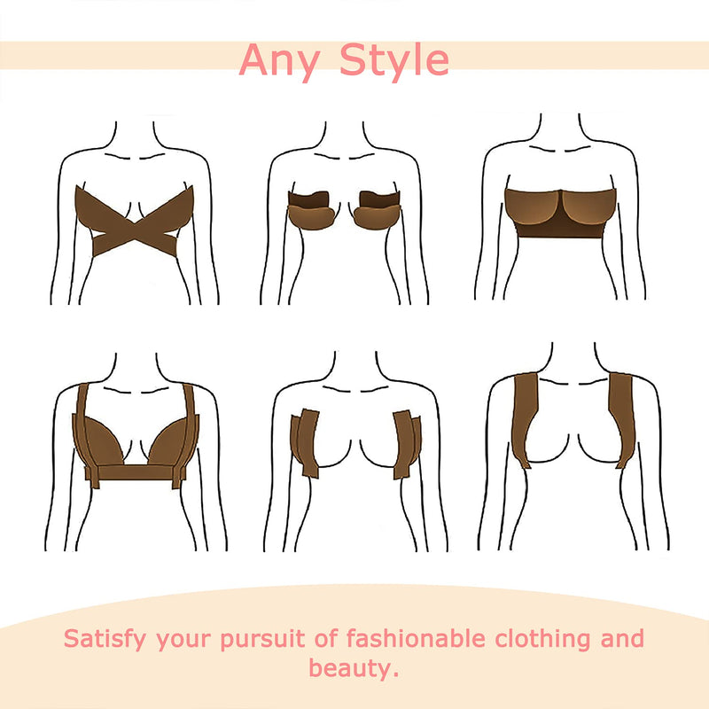 [Australia] - BEWTEIM Boob Tape for Breast Contour Lift & Fashion, 1 Box Breast Lifting Tape with 2 PCS Nipple Cover Set, Boobytape for Breast Lift Adhesive and Push Up Tape 2 inch Bra Tape Invisible Under Clothes 1 Tape Coffee Color 2" x 16.5 ft 