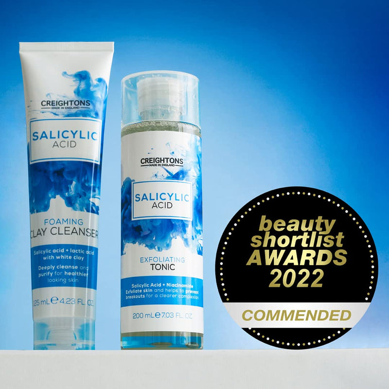 [Australia] - Creightons Salicylic Acid Exfoliating Tonic (200 ml) - Salicylic Acid (1%) & Niacinamide (1%), exfoliates skin and helps to prevent breakouts for a clearer complexion. Dermatologically tested 