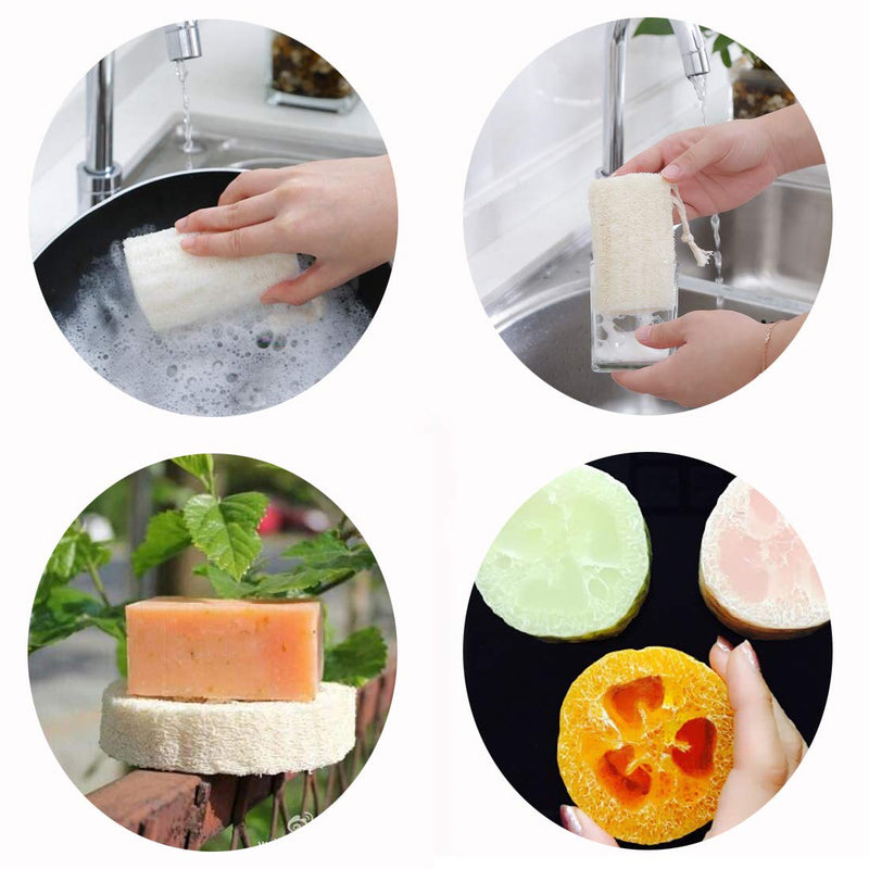 [Australia] - 4" Natural Loofah Exfoliating Body Sponge Scrubber for Skin Care in Bath Spa Shower Pack of 4 4 Inch 