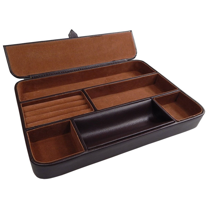 [Australia] - Profile Gifts Max 6 Compartment Valet Tray and Leatherette Organizer Box for Wallets, Coins, Keys, and Jewelry 