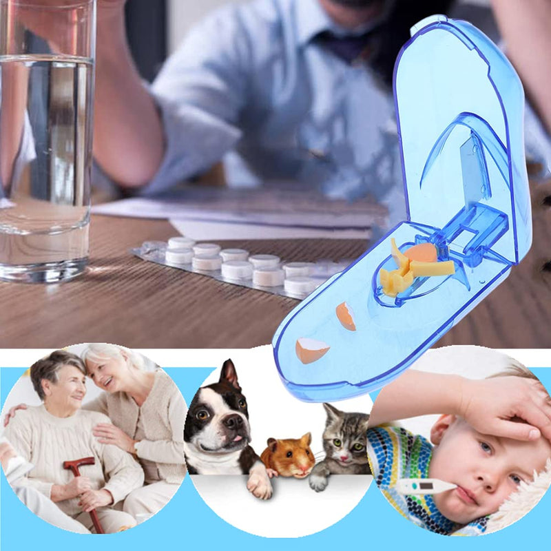 [Australia] - 2 Pcs Pill Cutter,Portable Mini Pill Cases Easily Cut Pills,Splitter for The Elderly Kids Pets Travel Carry Black 