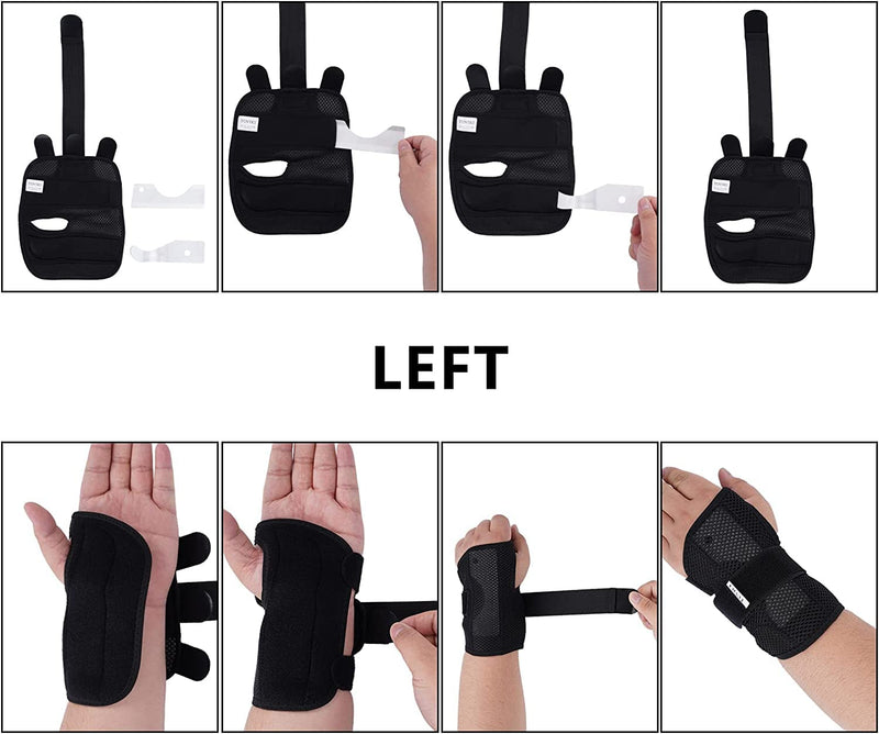 [Australia] - TOVIKI Wrist Support Brace Left Hand with 2 Metal Splints for Joint Pain Arthritis Carpal Tunnel Pain Tendonitis for Men and Women Black 