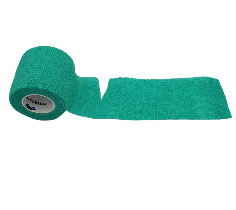 [Australia] - PintoMed - Green Cohesive Bandage Stretched 6 Rolls x 5cm x 4.5m Self-Adhesive Flexible Bandages, Professional Quality, First Aid Sports Wrap Bandages - Pack of 6 