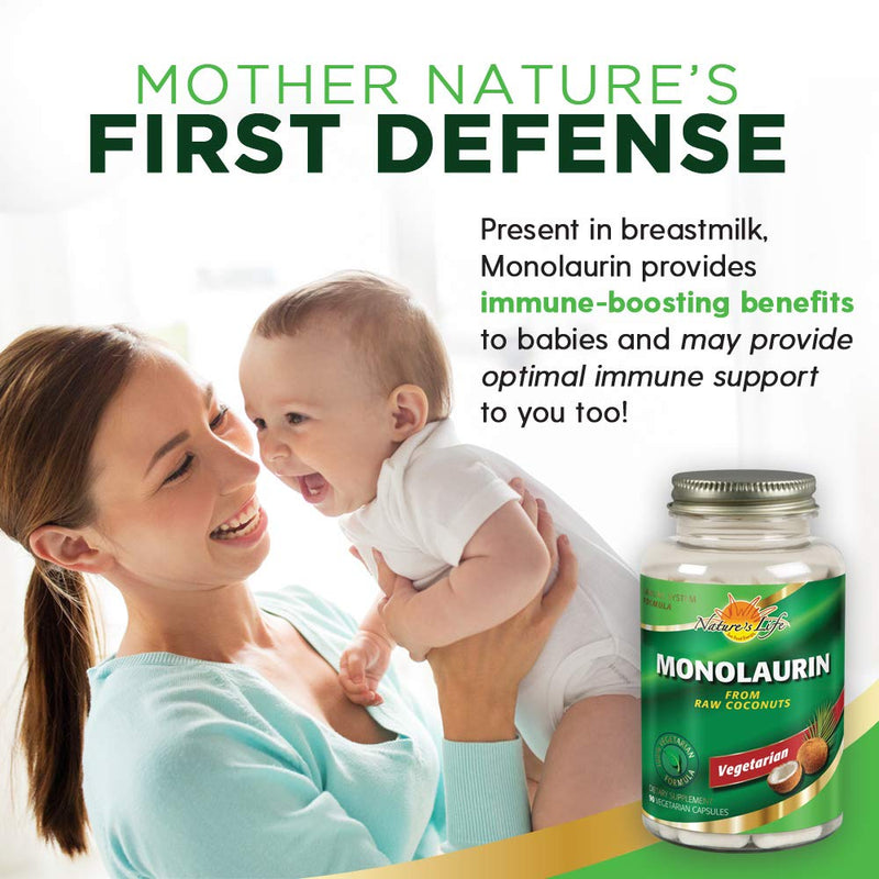 [Australia] - Nature's Life Monolaurin Capsules, 990 mg | Vegetarian | Support for Healthy Immune Function & Digestion | Derived from Raw Coconuts | Optimal Wellness Benefits | 180 ct 180 Count (Pack of 1) 