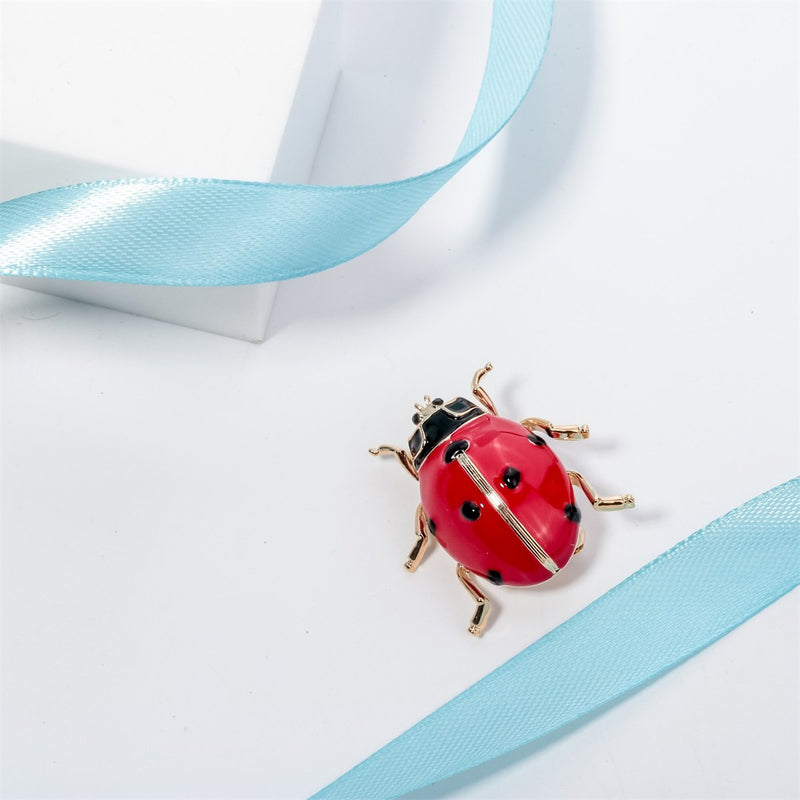 [Australia] - Szxc Ladybug Vegetable Leafe Crystal Enamel Collection Accessories Brooch Pin Gift Women Jewelry (YSWB71)Red 