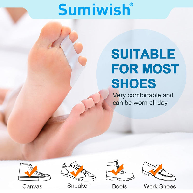 [Australia] - Sumiwish 10 Pack Pinky Toe Separator & Protectors, Gel Toe Separators for Overlapping Toe, Curled Pinky Toe Crystal Clear 