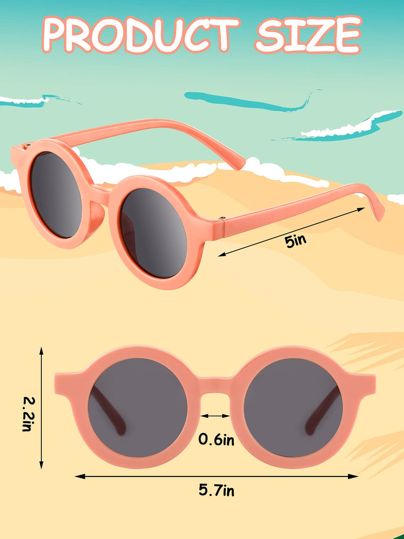 [Australia] - 8 Pairs Kids Sunglasses Round Retro Sunglasses Toddler Baby Sunglasses, Age 3-10 Charming Color 