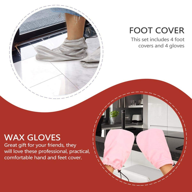 [Australia] - EXCEART 8Pcs Paraffin Wax Mitts for Hand and Feet Bath Mitts and Booties Opening Paraffin Wax Gloves Bootie Thermal Treatment Wax Machine 