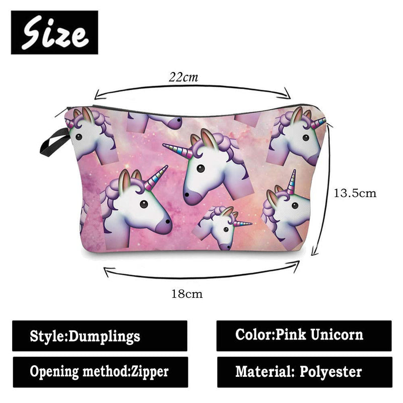 [Australia] - Makeup Bags,Travel Cosmetic Bags Brush Pouch Toiletry Wash Bag Portable Travel Make up Case for Women and Girls,Pink unicorn Pink Unicorn 