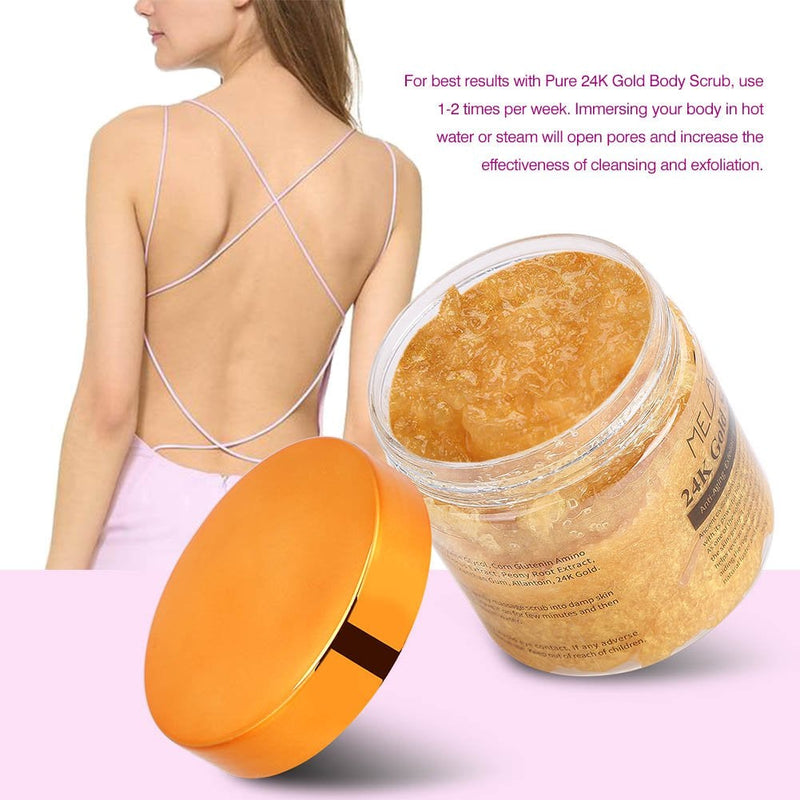 [Australia] - Body Scrub Cream,250G / 8.8Oz 24K Gold Body Scrub With Sea Salt + Essential Oil For Face And Body Skin Exfoliating Moisturizer 