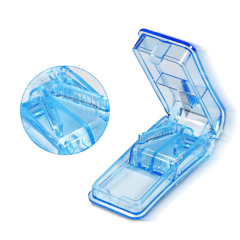 [Australia] - Pill Cutter, Opret Pill Splitter with Blade for Small Pills Large Pills Cut in Half Quarter for Tablet Vitamin Medicine Blue 