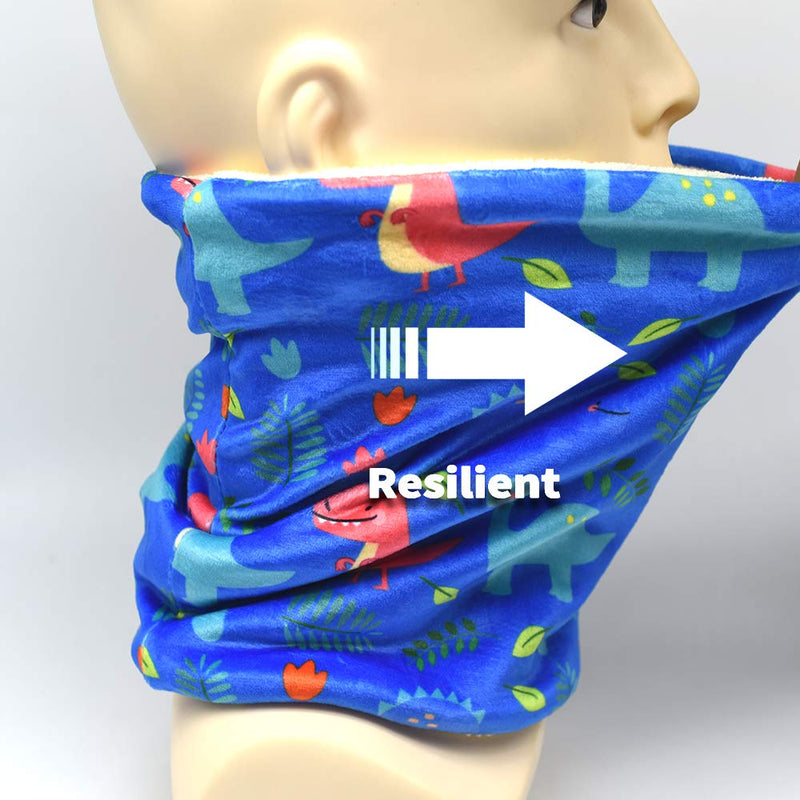 [Australia] - Winter Kids Neck Gaiter Half Face Protective， Face Cover For Cold Weather Reusable Washable， Fit Boys Girls Blue Dinosaur 