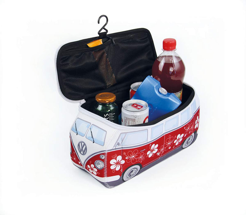 [Australia] - BRISA VW Collection - Volkswagen Samba Bus T1 Camper Van 3D Neoprene Universal Bag - Makeup, Travel, Cosmetic Bag (Neoprene/Hibiscus/Red) 