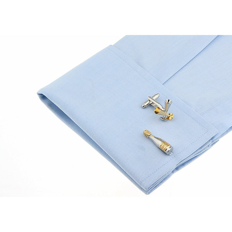 [Australia] - Champagne Wine Bottle and Glasses Cufflinks 